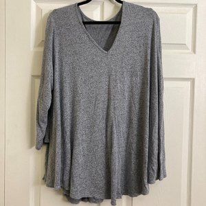 Women's Knit Sweater Top Cozy Plus Size Size 2XL Heathered Light Blue/Gray